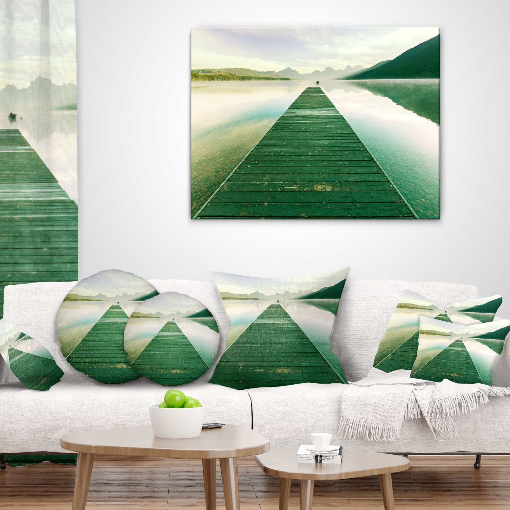 Designart 12" x 20" Green Polyester Throw Pillow