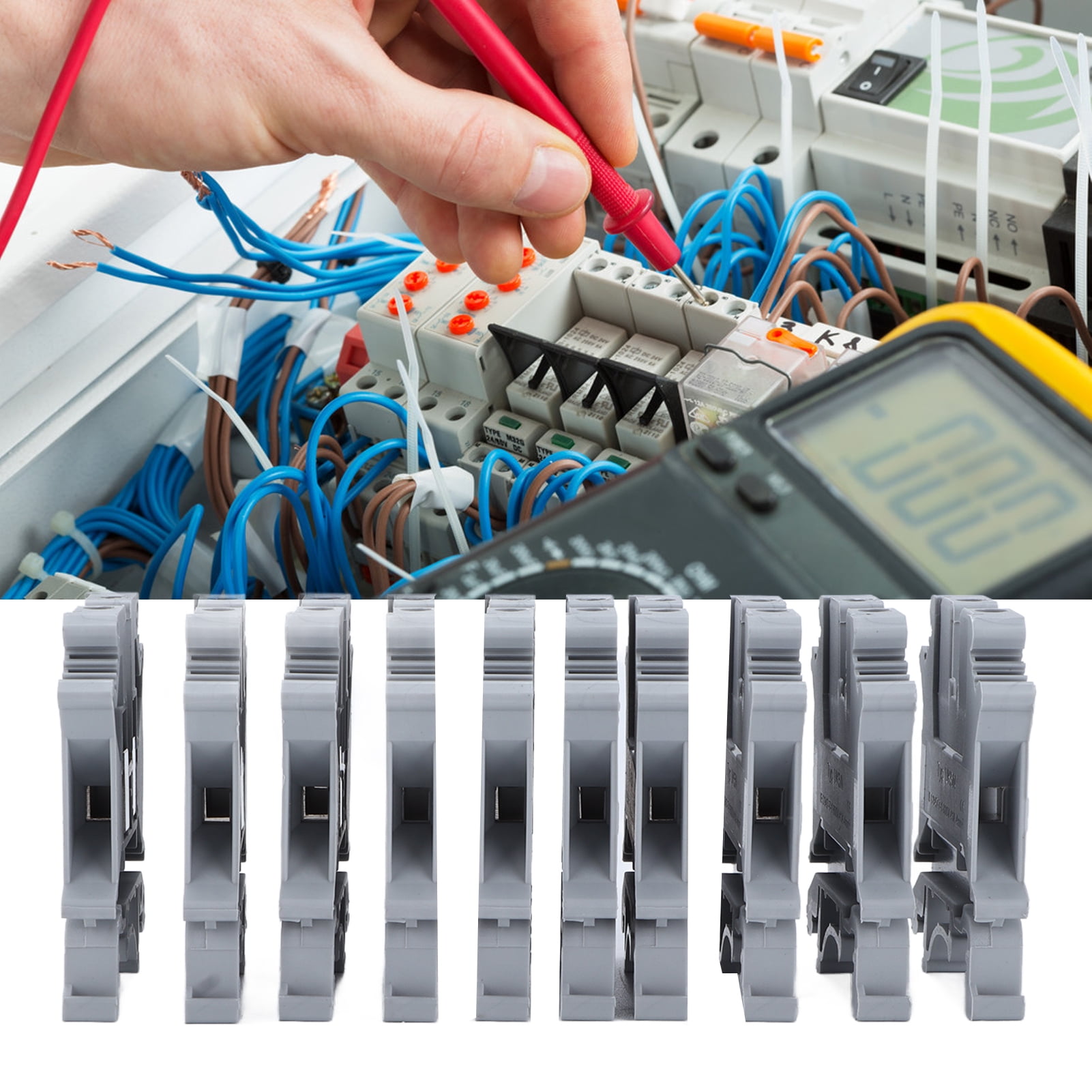 Electrical Terminal Block Kit DIN Rail Mount Terminals, 100Pcs Screw Type Terminal Block for Electrical Connections