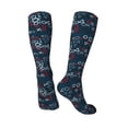 thumbnail image 4 of Daiia Sports Socks Navy Blue Geometric Printed Novelty Crew Socks for Men Women Knee High Socks Cotton Socks Soft & Breathable Support Unisex Socks, 4 of 9