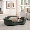 thumbnail image 2 of CQSXDA  Oversized Oval Dog Sofa Linen with Button-Tufted Backrest for Your Pet's Relaxation, Olive Green, 2 of 7