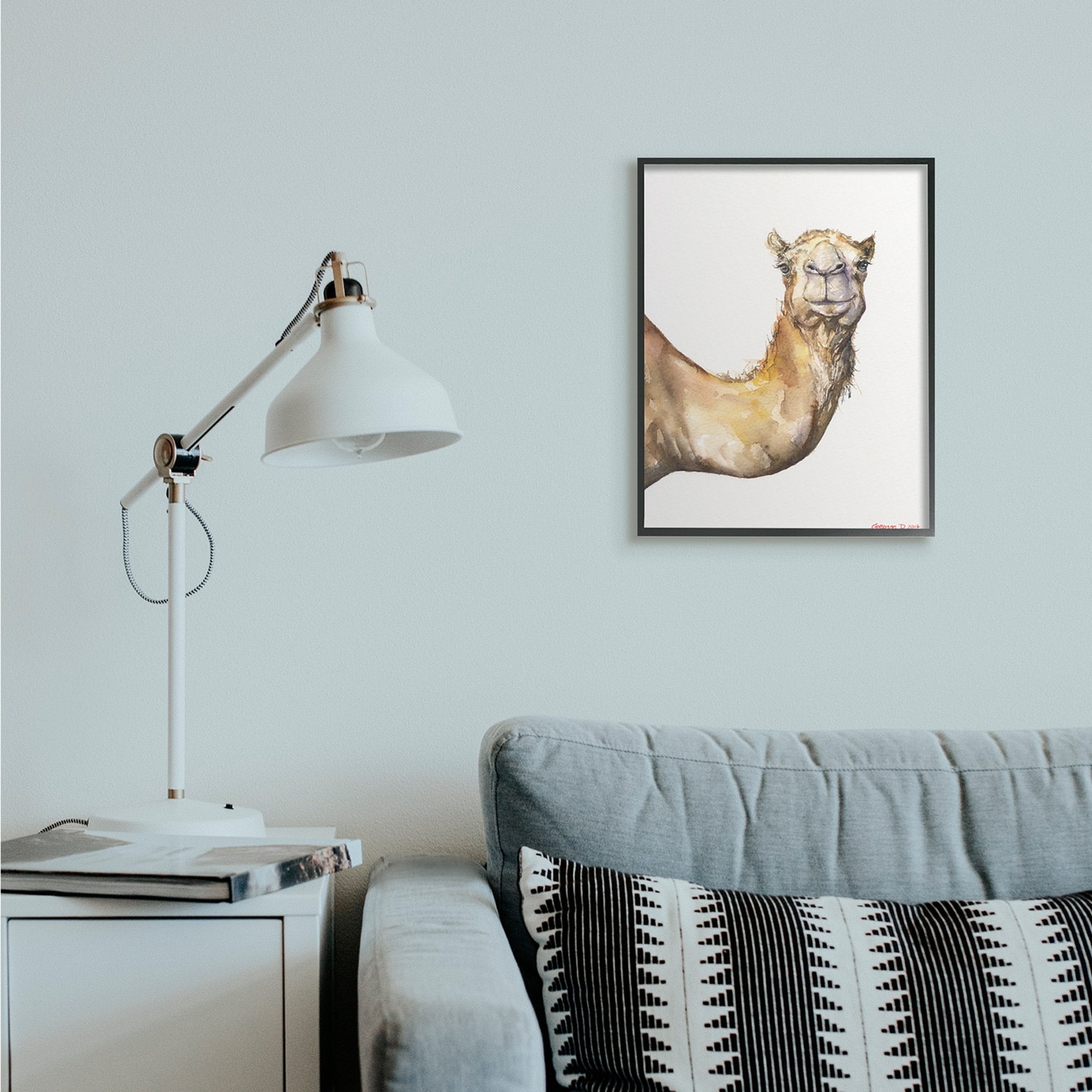 Stupell Industries Camel Side Portrait Desert Animal Tan White Black Framed, 11 x 14, Design by George Dyachenko