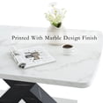 thumbnail image 4 of Morufur Modern Rectangle Dining Table with Extendable, White Marble Patterned Table Top with X-Shape Leg and Metal Base, 4 of 9