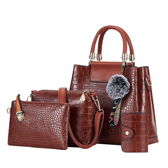 Handbag for Women, GMYLE Leather Shoulder Cross body Bag Tote Bag Bucket Bag Large Capacity, Pouch Wallet Card Holder 4 in 1 Set Gift for Mother Wife Girlfriend Daughter