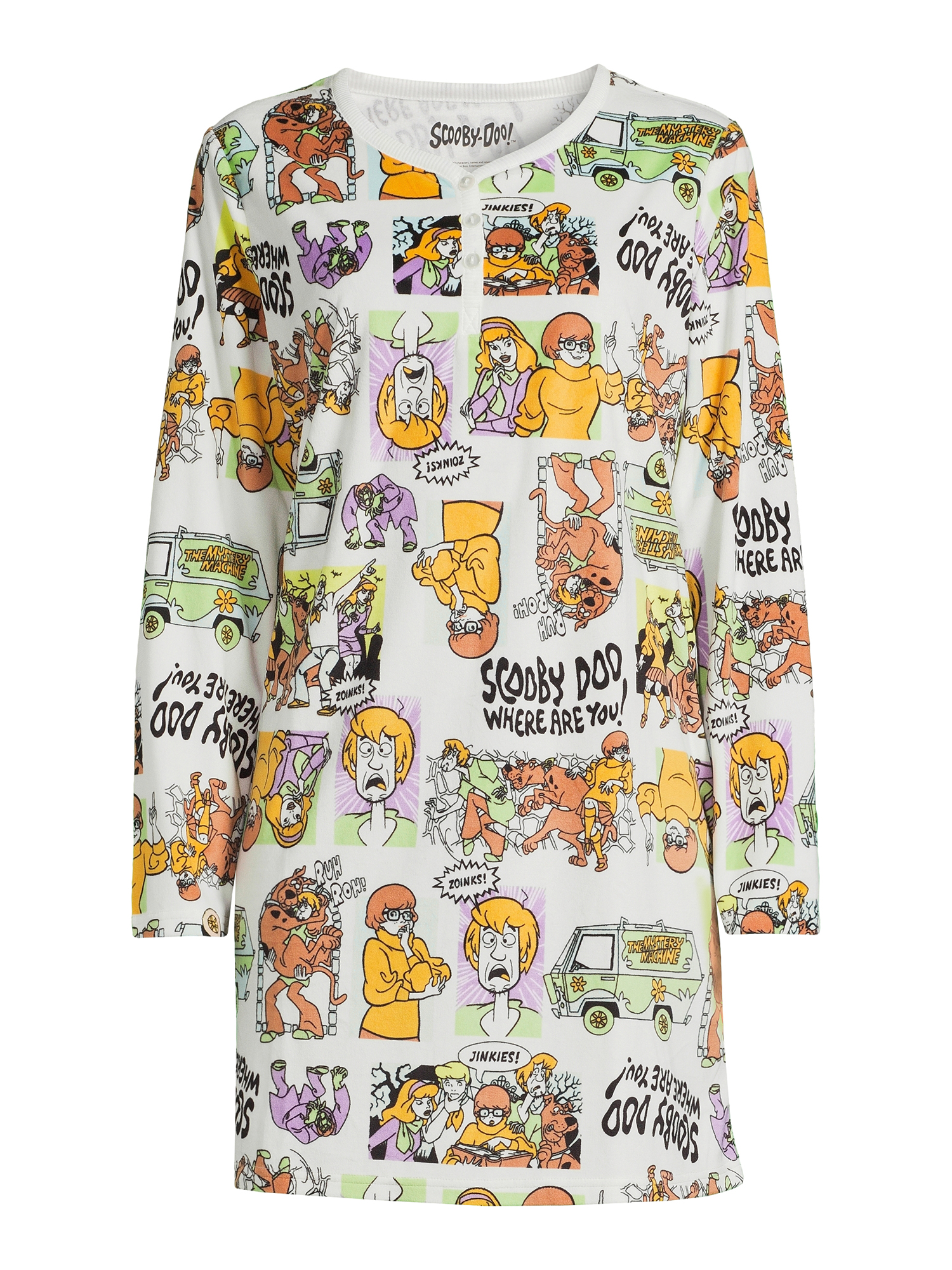 Scooby-Doo Women's Velvet Henley Sleepshirt and Plush Socks Set, 2-Piece, Sizes XS-3X