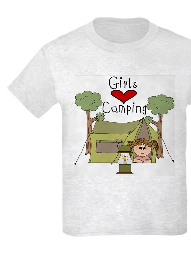 348652382 CafePress Girls Love Camping Kids Light T Shirt Kids Light T-Shirt 
