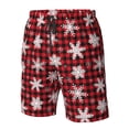 thumbnail image 4 of Pofeuu Snowflake red plaid Prin Men's Swim Trunks Quick Dry Bathing Suit Swimming Board Shorts Mesh Lining Beach Swimwear-XX-Large, 4 of 6