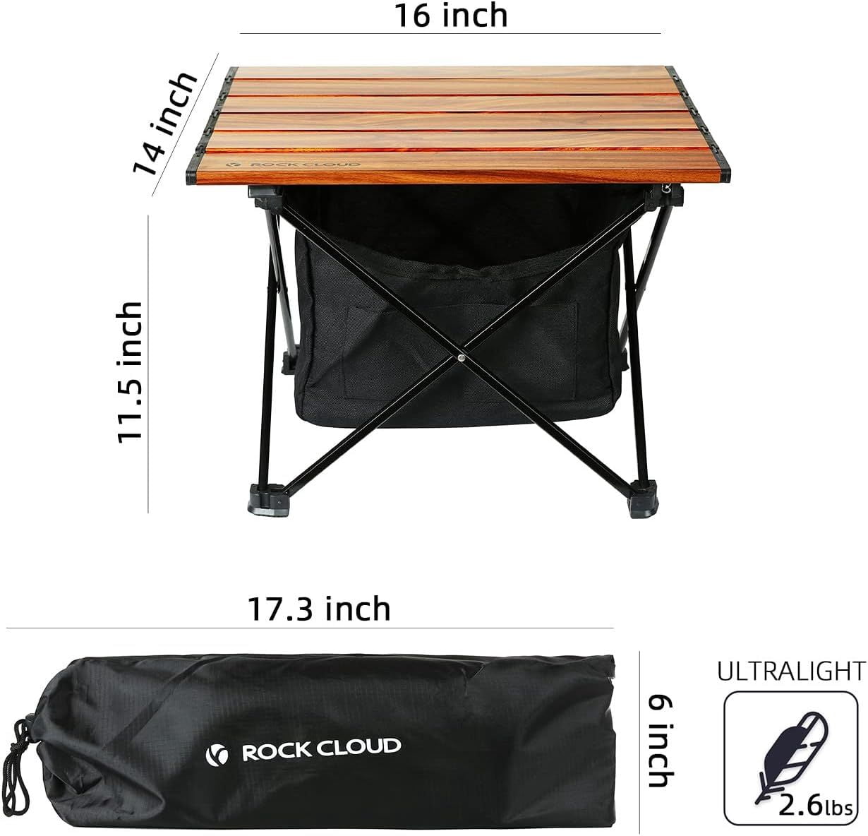 Ultralight Folding Camping Table, Aerospace Aluminum Backpacking Table with Detachable 600D Poly Storage Bag, Upgraded Nylon Hinges Supports 60 LBS for Hiking Fishing Picnic Beach