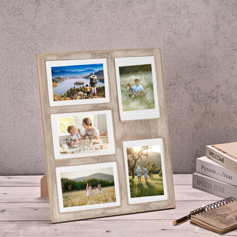 Sfugno 4x6 Picture Frame Rustic Wood Hinged Folding Triple Picture Frames  Collage, Double-Sided Display Rotatable High Definition Glass Photo Frame