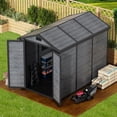 thumbnail image 5 of Resin Storage Shed with Floor, Cuoote 8.7x5.5 FT Outdoor Plastic Garden Shed with Windows, Lockable Door, Wood Grain Tool Shed for Backyard, Patio, Lawn, 5 of 8