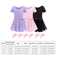 thumbnail image 5 of IBTOM CASTLE Toddler Kids Girls Short Sleeve Ballet Dance Leotards Costume with Chiffon Dance Skirt Tights Ballerina Outfits 4-5 Years Purple, 5 of 8