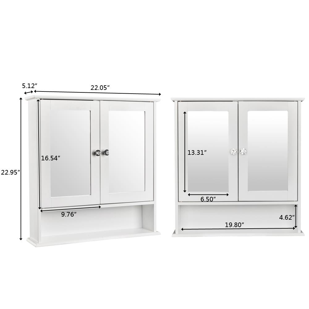 Zimtown Bathroom Medicine Cabinet Mirror, Wall Mount Storage  with 2 Mirror Doors and Shelves, White