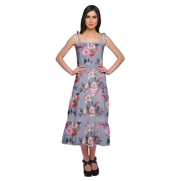 Moomaya Shoulder Strap Dresses For Women Casual Sleeveless Plus Size Clothing