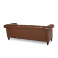 thumbnail image 4 of GDF Studio Zyiere Tufted Chesterfield Faux Leather 3 Seater Sofa, Cognac Brown and Dark Brown, 4 of 13