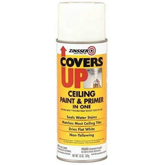 Zinsser Covers Up Ceiling Spray - Low Odor, Latex-Based, Flat White - 13 oz