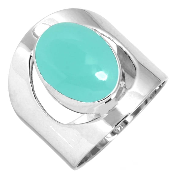 925 Silver Ring For Women - Men Aqua Chalcedony Stone Silver Ring Size 8 March Birthstone Boho Silver Ring Size 8 Gift For Ladies On Christmas 925 Silver Jewelry With Gemstone