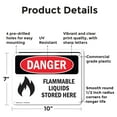 thumbnail image 2 of (2 Pack) Flammable Liquids Stored Here OSHA Danger Sign 10 Inch X 7 Inch Plastic Sign, Weather Resistant, UV Protected for Workplace, Business, and Construction Site, Made in the USA, 2 of 8