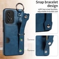 thumbnail image 3 of SaniMore Case for Samsung Galaxy A32 5G, PU Leather Durable [Back Card Slots] Wristlet Kickstand Buckle Protective Bumper Cover Shockproof Anti-fall/Anti-scratch for Ladies, Blue, 3 of 10