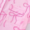 thumbnail image 4 of eczipvz Girls Pajamas Silk PJS Set Bow Satin Sleepwear Short Sleeve Jammies for Kids Button-Down Nightwear Red XL, 4 of 9
