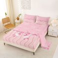 thumbnail image 2 of Manfei Pink Bowknot Bed Sheets For Girl,Dreamy Princess Style King Sheets For Kids,4 Pieces, 2 of 6