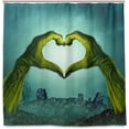 thumbnail image 3 of Coolnut Zombie Hand Heart Shape Bath Shower Curtain Liners 72"x72", 100% Polyester Waterproof with C-Shaped Curtain Hook Modern Bathroom Decoration 1 Panel, 3 of 5