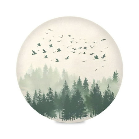 

Round Plate Mat 15.4x15.4 Inchesx6 Placemat Table Mat Kitchen Mat Coffee Mat Fabric Thick Strong Wear-Resistant Heat Resistance Birds in The Woods