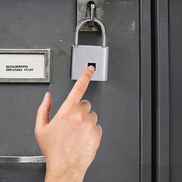 Fingerprint Padlock, Digital Lock Portable Security, Keyless Entry, USB Rechargeable, Alloy Steel Construction, for Gym Lockers, Luggage, Cabinets, Backpacks