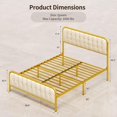 Lofka Queen Bed Frame with Upholstered Headboard and Sturdy Metal Bed