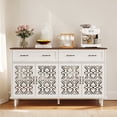 thumbnail image 2 of Hassch Sideboard Buffet Cabinet, 59 inch Accent Storage Cabinet with 2 Drawers and 4 Doors, Coffee Bar Cabinet, Credenza for Kitchen, Entryway, Dining Room, Living Room, White & Walnut, 2 of 11
