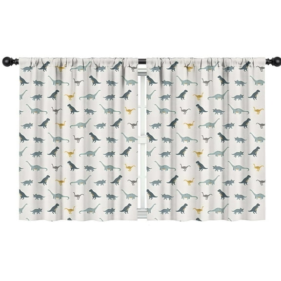 Blackout Kids Curtains,LightGray Cartoon Dinosaurs Pattern Childrens Insulated Curtains Set Of 2,Bedroom Essentials,Toddler Room Decor 42"x54"