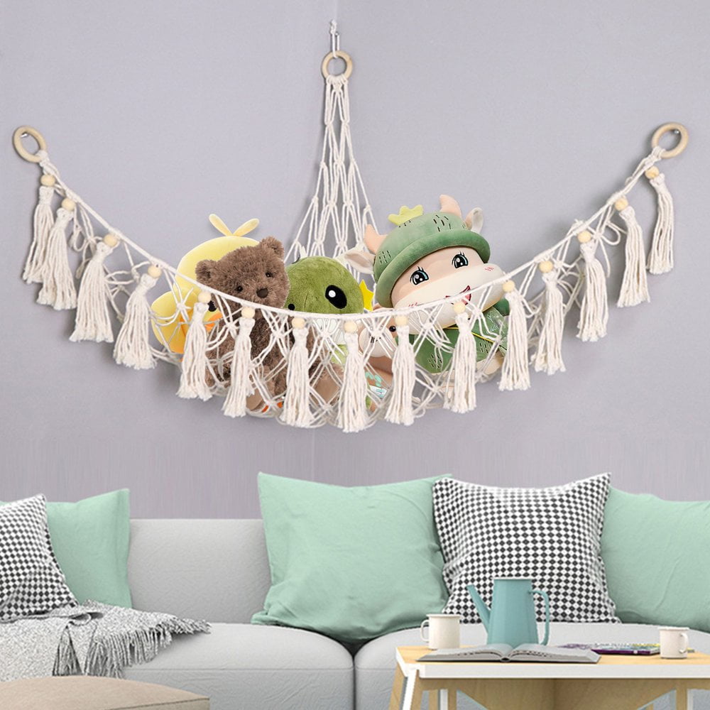 Hamac De Rangement Pour Jouets En Peluche, Support De Rangement D'angle Suspendu En Filet Pour