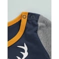 thumbnail image 6 of Seyurigaoka Unisex Baby Long Sleeve Romper, Deer Head Print Jumpsuit with Front Pocket, 6 of 8