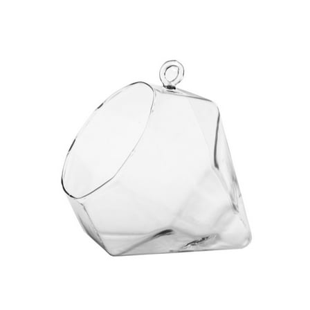 WGV Clear Diamond Frameless Geometric Glass Terrarium - 5.5" Wide x 5.5" Height, Good quality, Heavy Weighted Base - 1 Pc