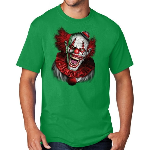 Men's Scary RED CLOWN T-shirt, XL Clover Green - TALL