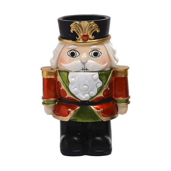 Nutcracker Candle Holder Resin Mini Figurines for Fireplace Christmas Home Interior Living Room Dolls Candles Decor