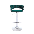 thumbnail image 3 of Tcbosik Upholstered Bar Stools Set of 2, Velvet Fabric Swivel Barstools, 23.6"-32" Height Adjustable Bar Chair with Back for Kitchen, Dining Room, Green, 3 of 9