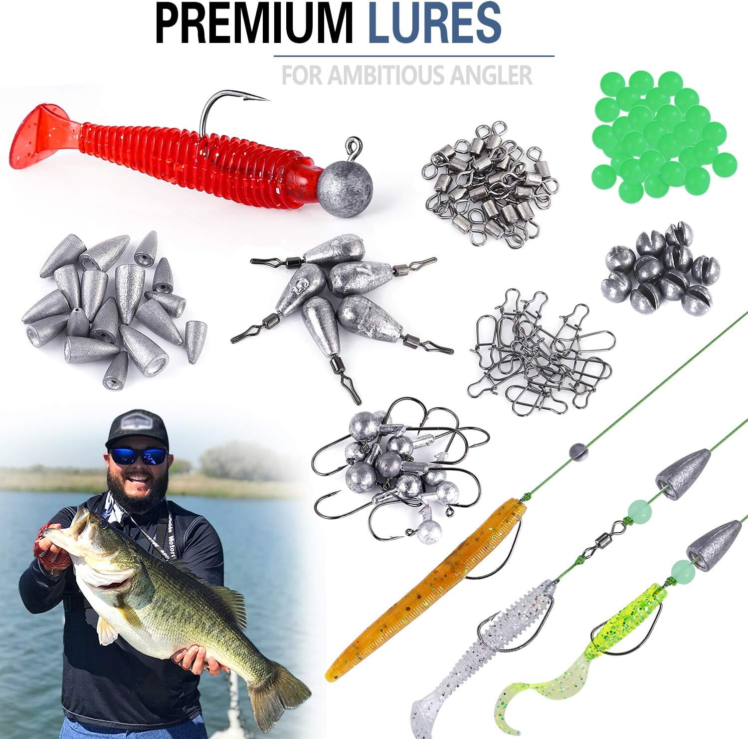 MRSXXNTY  Fishing Lures Baits Tackle Including Crankbaits, Spinnerbaits, Plastic Worms, Jigs, Topwater Lures, Tackle Box and More Fishing Gear Lures Kit Set,302Pcs Fishing Lure Tackle