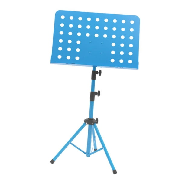 Atril para partituras, altura ajustable, práctico, plegable, telescópico, para libros de partituras. Azul