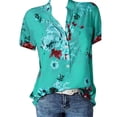 thumbnail image 4 of Summer Saving Wycnly Womens Tops Floral Short Sleeve V-Neck Tee Shirts Summer Casual Stand Neck Button Down Tunic Blouse with Pocket Mint Green XL Clearance Clothes, 4 of 7