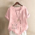 thumbnail image 1 of Hauts d'Été pour Femmes DYTTDG T-Shirt Mode Imprimé Grande Taille Col Rond Manches Courtes Blouse Décontractée Ample Hauts pour Femmes Liquidation Moins de 10 Rose,XXXXL, 1 of 4