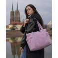 thumbnail image 4 of RKXQT Tote Bag for Women, Puffer Carry On Tote with Zipper, Travel Essentials Quilted Nurse Travel Bag Color: Almond Milk Color: Lavender, 4 of 5