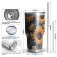 thumbnail image 6 of 30oz Blue Sunflower Golden Leaf Pattern Tumblers Stainless Steel Tumbler with Lid and Straw,Vacuum Insulated Double Wall Travel Tumbler Cups Mug with Cleaning Brush for Coffee,Tea, 6 of 7