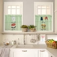 thumbnail image 4 of Summer Ombre Green 3 PCS Kitchen Curtain Valance and Tiers Set, Rod Pocket Small Half Tier Valances Window Curtains Panel, Laundry Theme Wash Dry Fold Repeat 55"x24" (Set of 2 Tiers & Valance), 4 of 5
