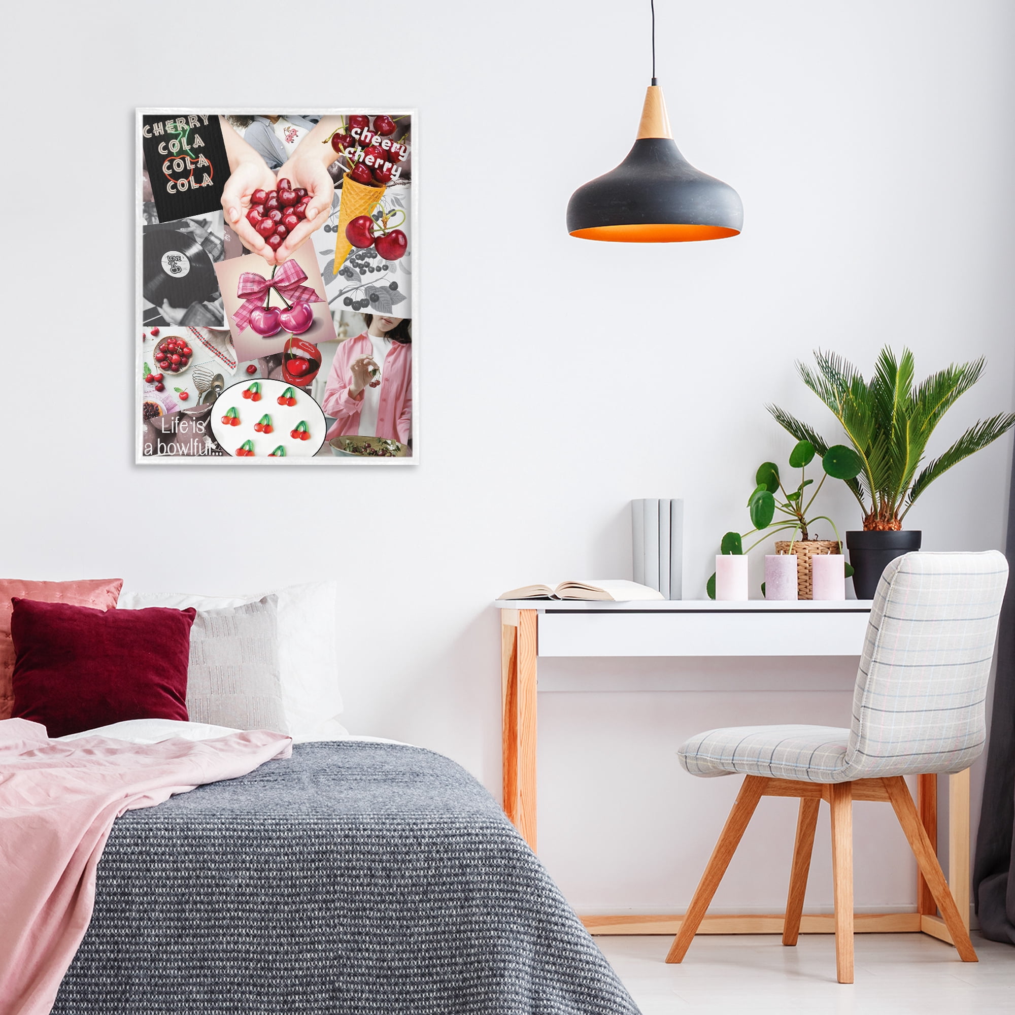 Stupell Industries Retro Cherry Mood Board White Framed Giclee Art, design by Grotto Studios