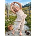 thumbnail image 4 of Loicainy Baby Toddler Girl Summer Clothes Set 6 12 18 24 Months 2T 3T Creative Textured Floral Sleeveless Crew Neck Tops and Elastic Waist Pants Outfits, 4 of 9