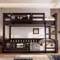 thumbnail image 2 of Full XL over Queen/ Full over Queen Bunk Bed with Ladder and Guardrails, Pegboard and bookshelf, Espresso, 2 of 7