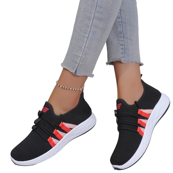 HTHLVMD Lightweight Mesh Sneakers, Comfortable Walking Shoes, Comfortable Tennis Running Shoes for Women Lightweight and Slip On Sneakers Casual Women's Walking Shoes, Black 6