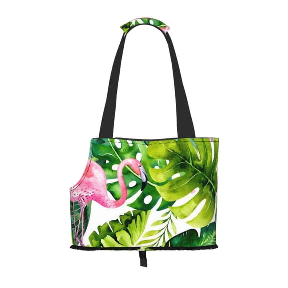 Tropical Flamingo Palm Leaves Pet Tote Bag Lightweight Shoulder Bag for Shopping and Travel