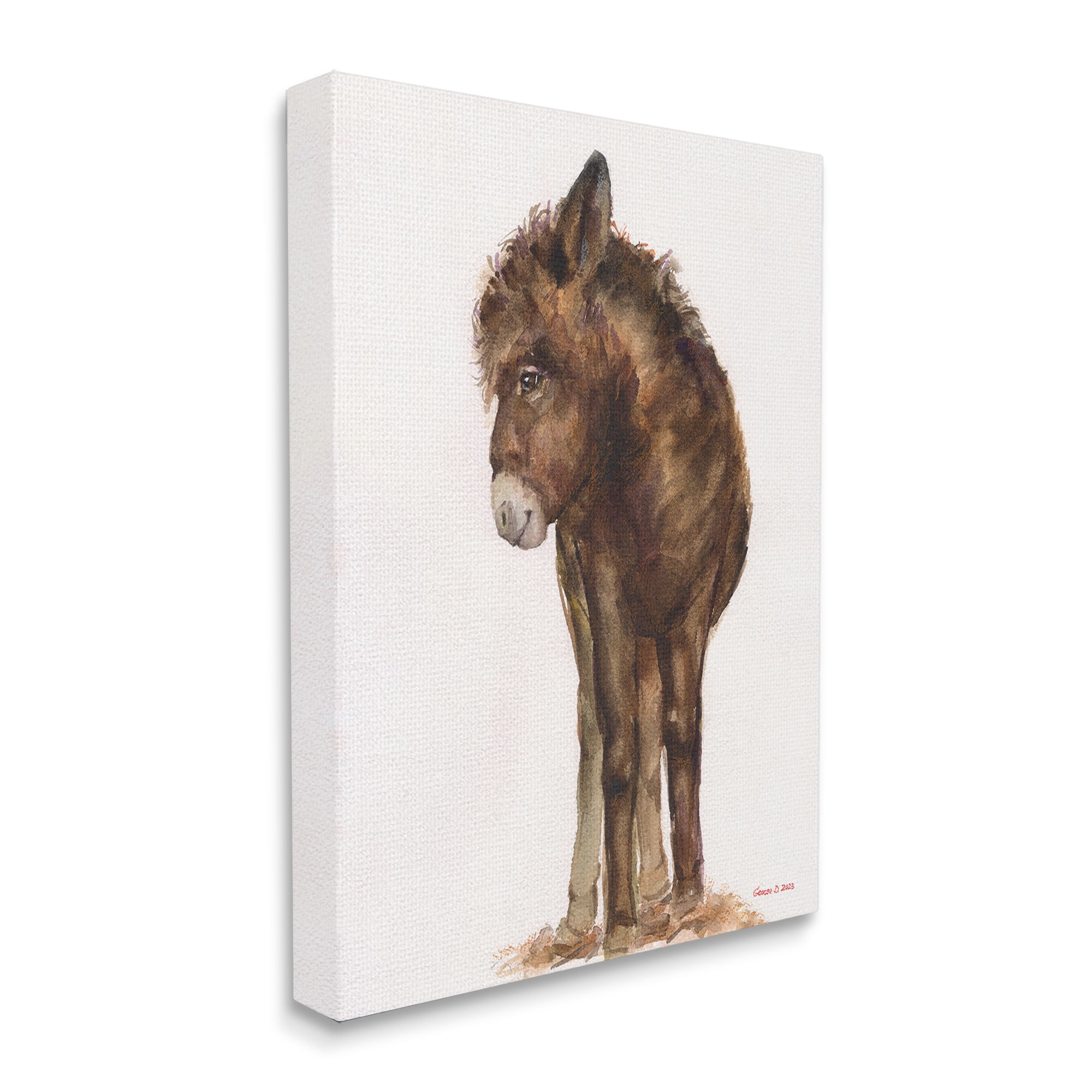 Stupell Industries Smiling Donkey Foal Animals & Insects Painting Gallery Wrapped Canvas Art Print Wall Art, 30 x 40