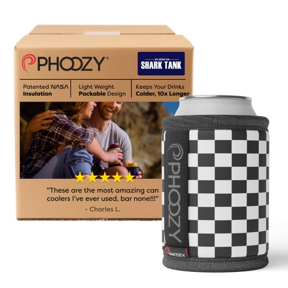 PHOOZY Patented Insulated Can Cooler Sleeve, 12 oz, Checkered