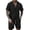 Black, variant on ZVNAΖH Men's 2-Piece Set Striped Crochet Short Sleeve Camp Collar Shirt & Drawstring Shorts Casual Summer Outfit